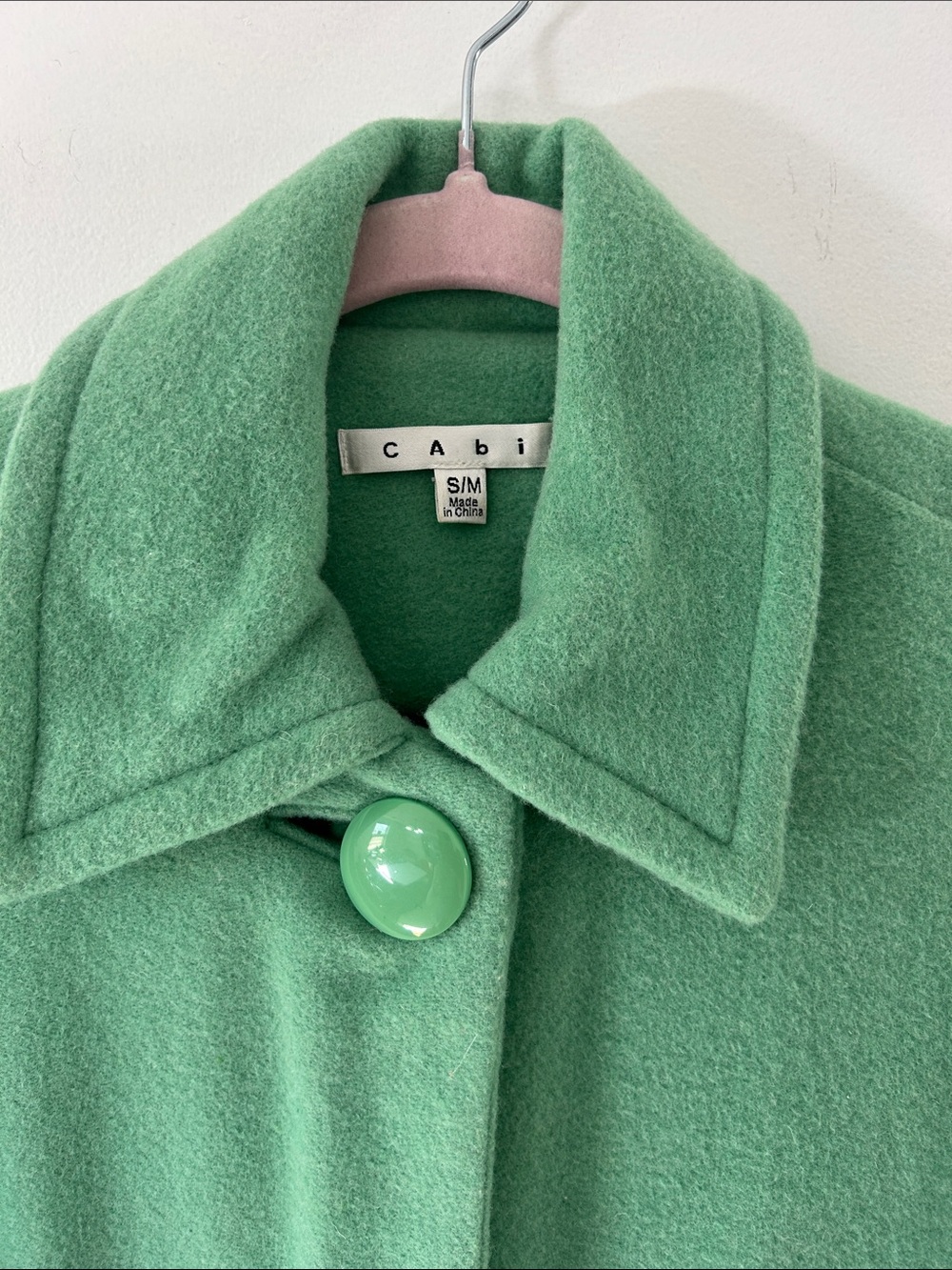CAbi Wool Blend Cape #168 Green Size S/M 50’s Inspired with Polka Dot Lining - Picture 3 of 15